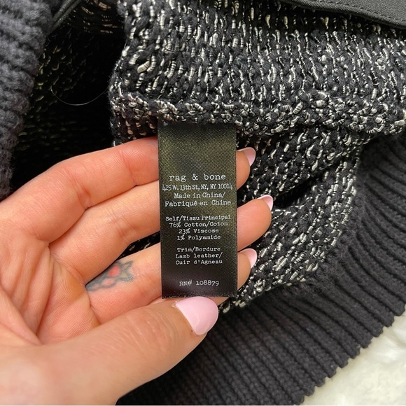 Rag & Bone Knit Shacket With Leather Trim Jacket - Picture 4 of 7